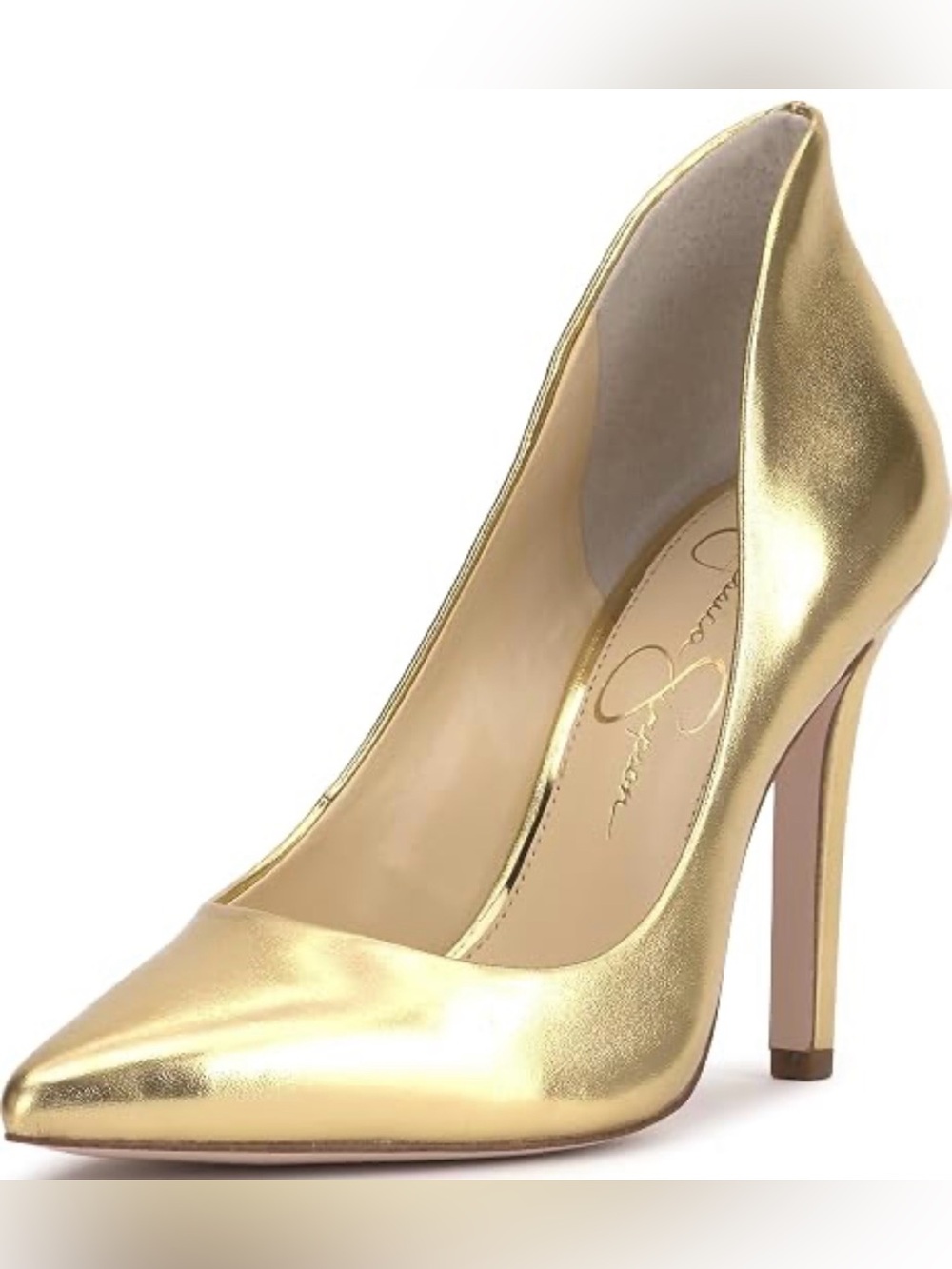 Jessica Simpson Metallic Gold Pointed Toe Stiletto Pump Size 8